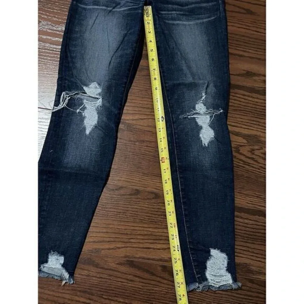 Madewell Skinny Jeans Women 26 Blue Excellent Distressed High Rise Raw Hem - Picture 9 of 9